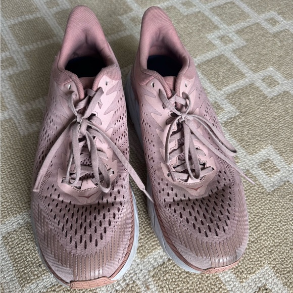 HOKA Clifton 7 Running Shoes Pink Mesh Cushioned Trainer Size 11 - Picture 10 of 12